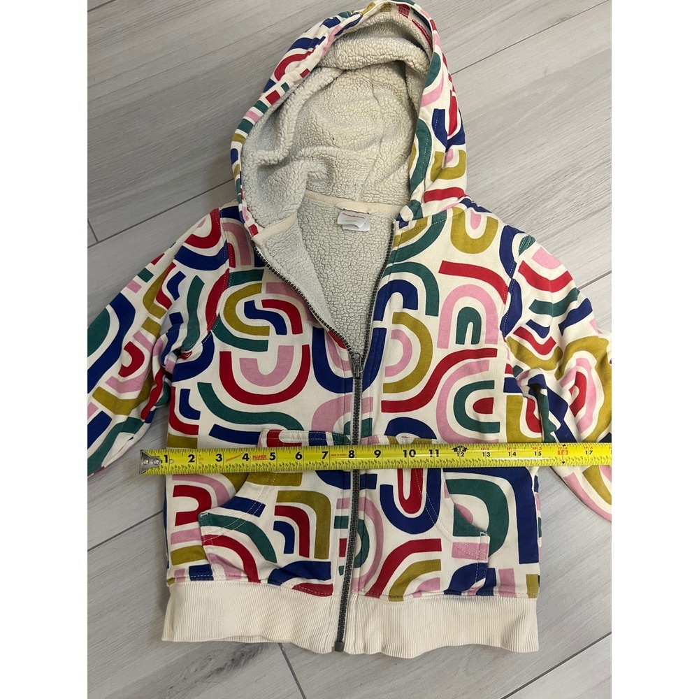 Hanna Andersson Hoodie Kids Sz 6-7 Rainbow Abstract Sherpa Lined Full Zip Jacket - Picture 6 of 7